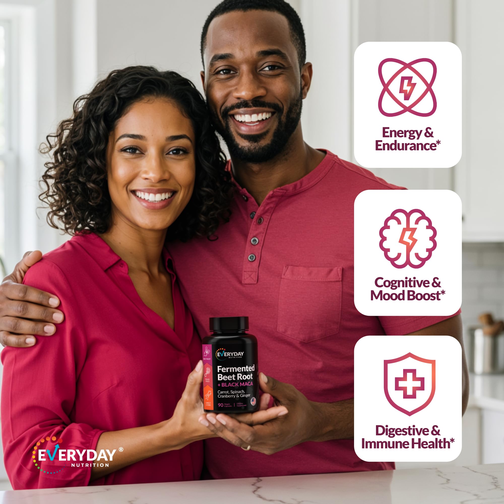 EVERYDAY NUTRITION Organic Fermented Beet Root & Black Maca Capsules with Carrot, Spinach, Cranberry & Ginger | Superfood for Energy, Stamina & Wellness | 90 Veggie Capsules | Made in USA EVERYDAY NUTRITIONAu supplements