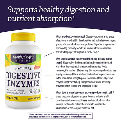 Healthy Origins Digestive Enzymes (NEC) Broad Spectrum - with Protease Healthy OriginsUS supplements
