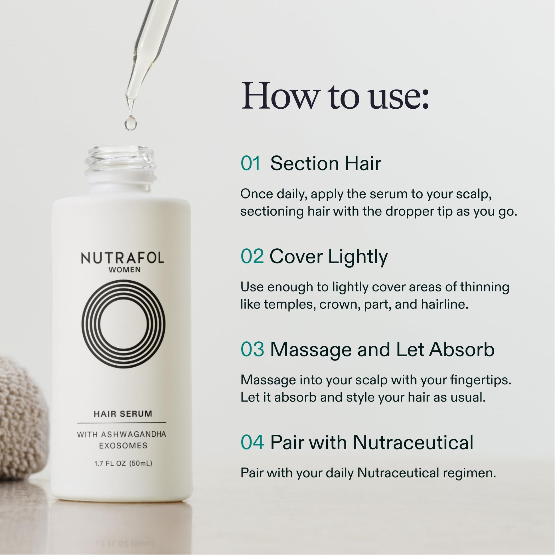 Nutrafol Women's Hair Serum, Supports Visibly Thicker and Stronger Hair, Vegan, Lightweight and Fast-Absorbing - 1.7 Fl Oz, 1 Bottle NutrafolAu supplements