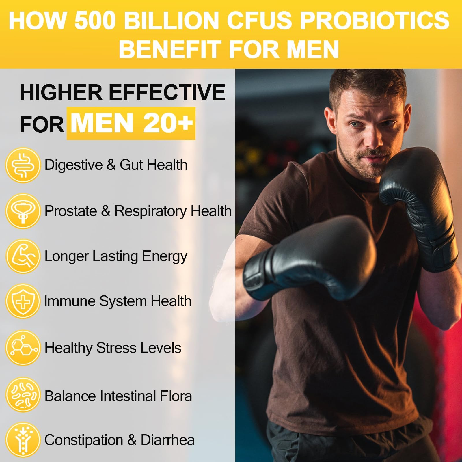 Probiotics for Men, 500 Billion CFUs & 12 Strains Mens Probiotic with Turmeric Cranberry, Goji, Gut Health for Men, for Digestive Health, Gut, Bloating & Gas, Immune, Energy Support, 120-Day Supply RSETUAu supplements