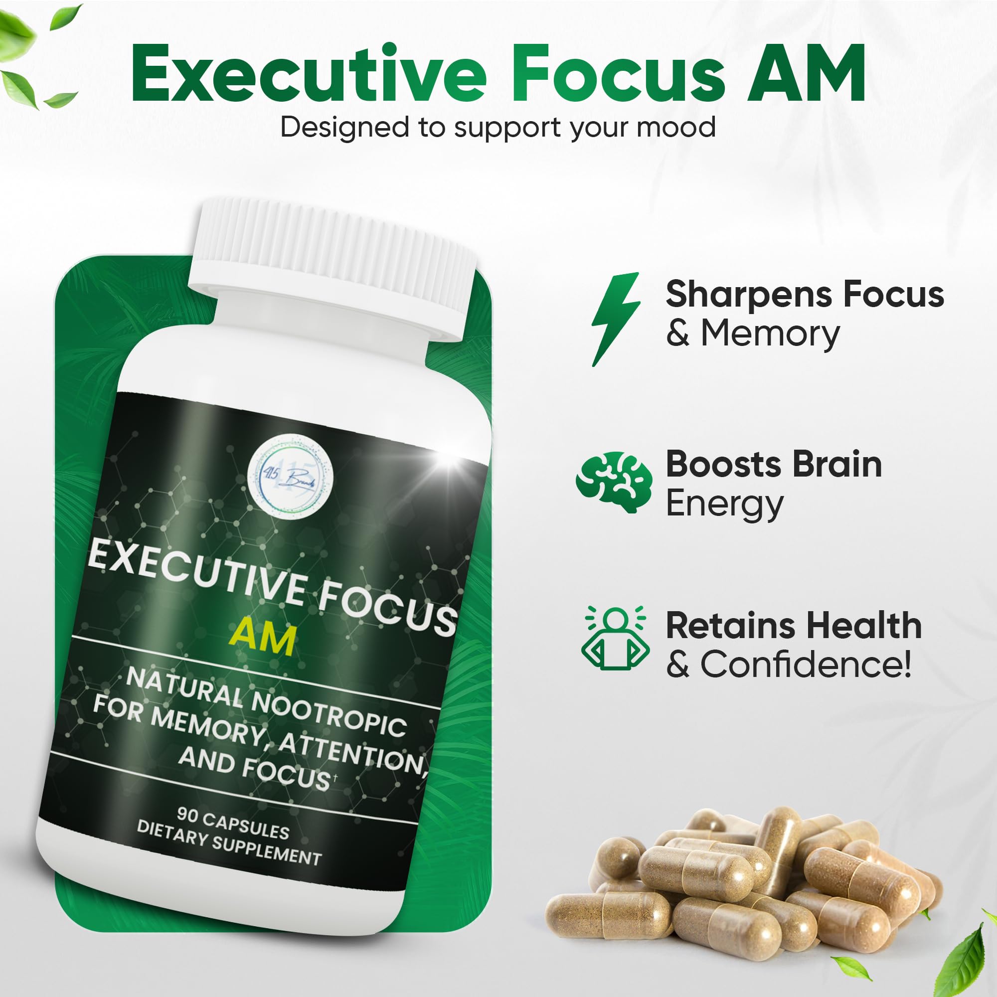 12-in-1 Natural Nootropic Brain Supplement for Memory and Focus, Nootropic for Men & Women, Brain Support Pill for Adults, Brain Vitamins - Focus 30 Day Supply Executive FocusAu supplements