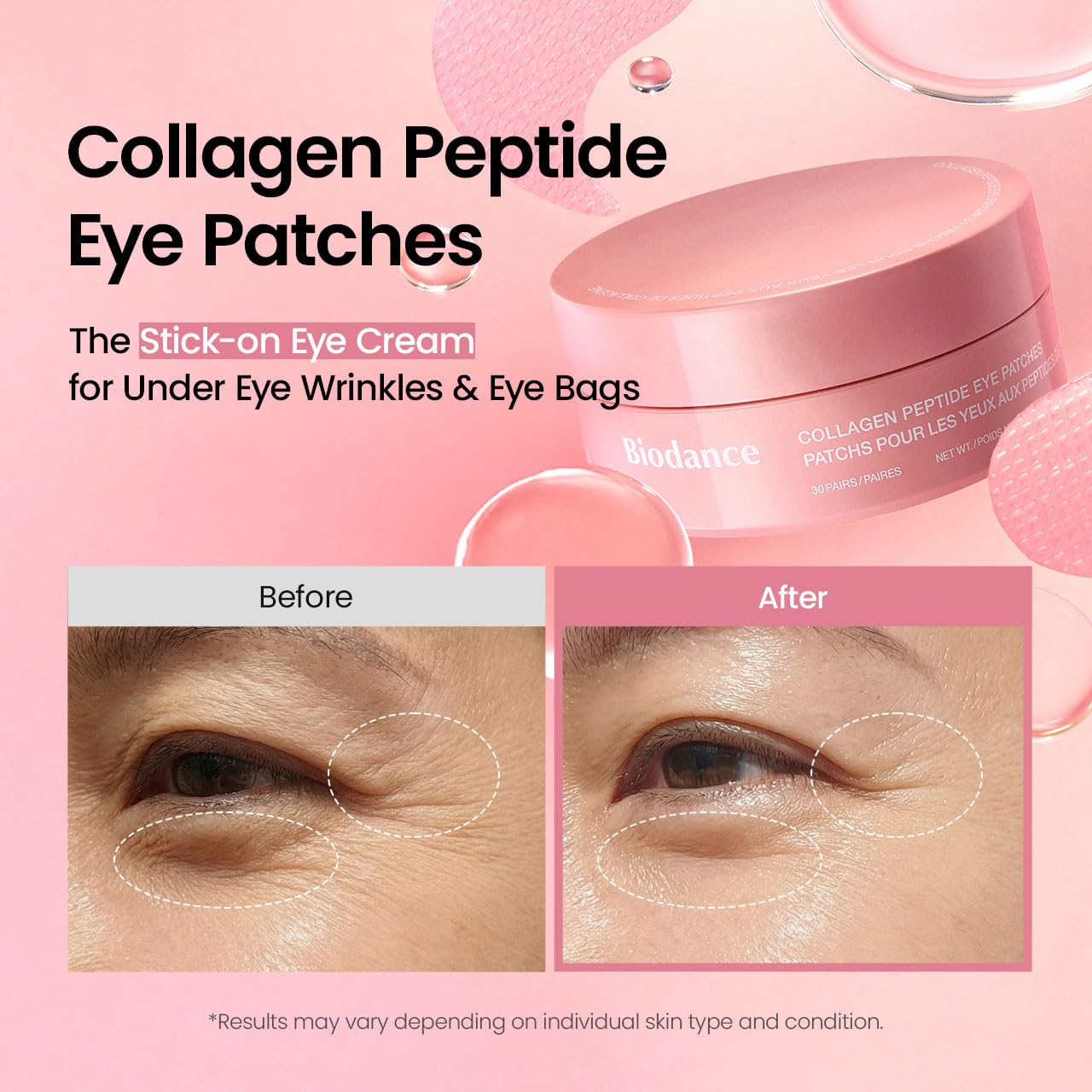 BIODANCE Collagen Peptide Eye Patches, Anti Wrinkle & Smile Line Patches for Face, Under Eye Mask for Fine Lines & Eye Bags, Travel Essentials & Self Care Gifts for Women, Korean Skin Care (60 Count) BIODANCEAu supplements