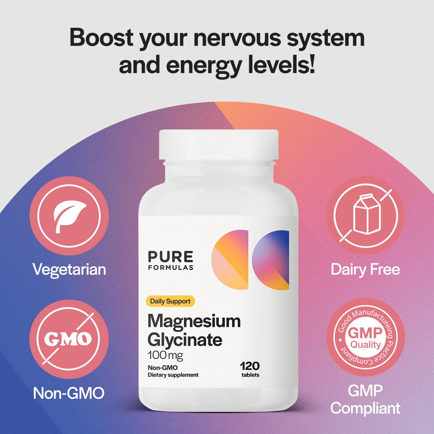 PureFormulas Magnesium Glycinate 100 mg Daily Support for Stress, Nerves, Sleep, Muscles, Metabolism Pure Magnesium Glycinate Supplement for Women and Men Magnesio Non-GMO 120 Tablets PureFormulasAu supplements