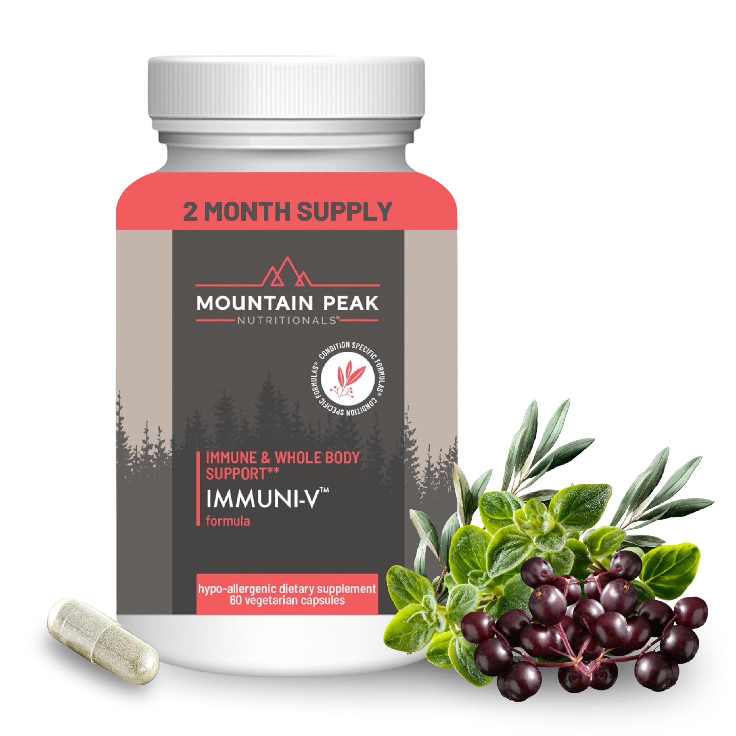 Mountain Peak Nutritionals Immuni-V - Immune System & Whole Body Support Supplement - Natural Antioxidant Booster with Humic Acid, Olive Extract, & Elderberry (60 Vegetarian Capsules) Mountain Peak NutritionalsAu supplements