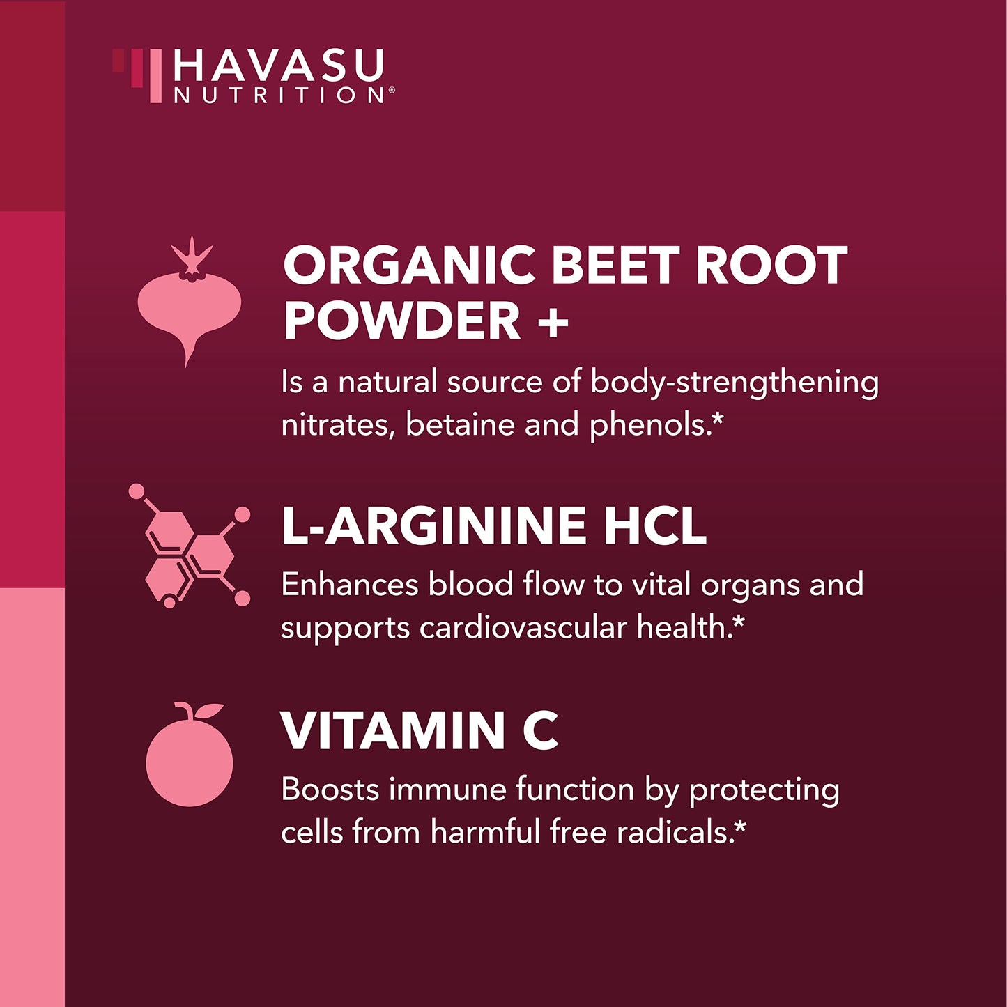 Organic Beet Root Powder with BCAA and L-Arginine for Energy and Stamina Support HAVASU NUTRITIONUS supplements