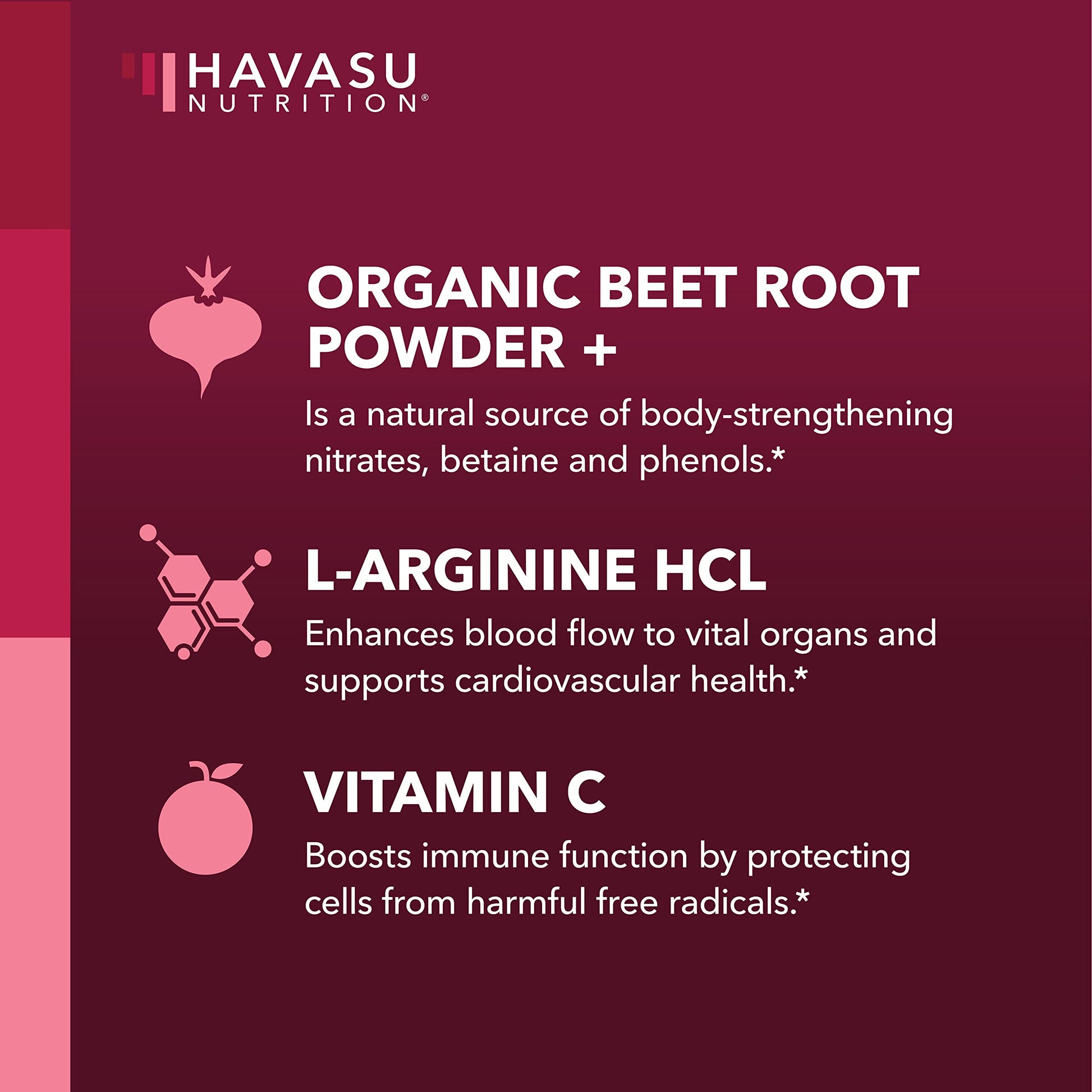 Organic Beet Root Powder with BCAA and L-Arginine for Energy and Stamina Support HAVASU NUTRITIONUS supplements