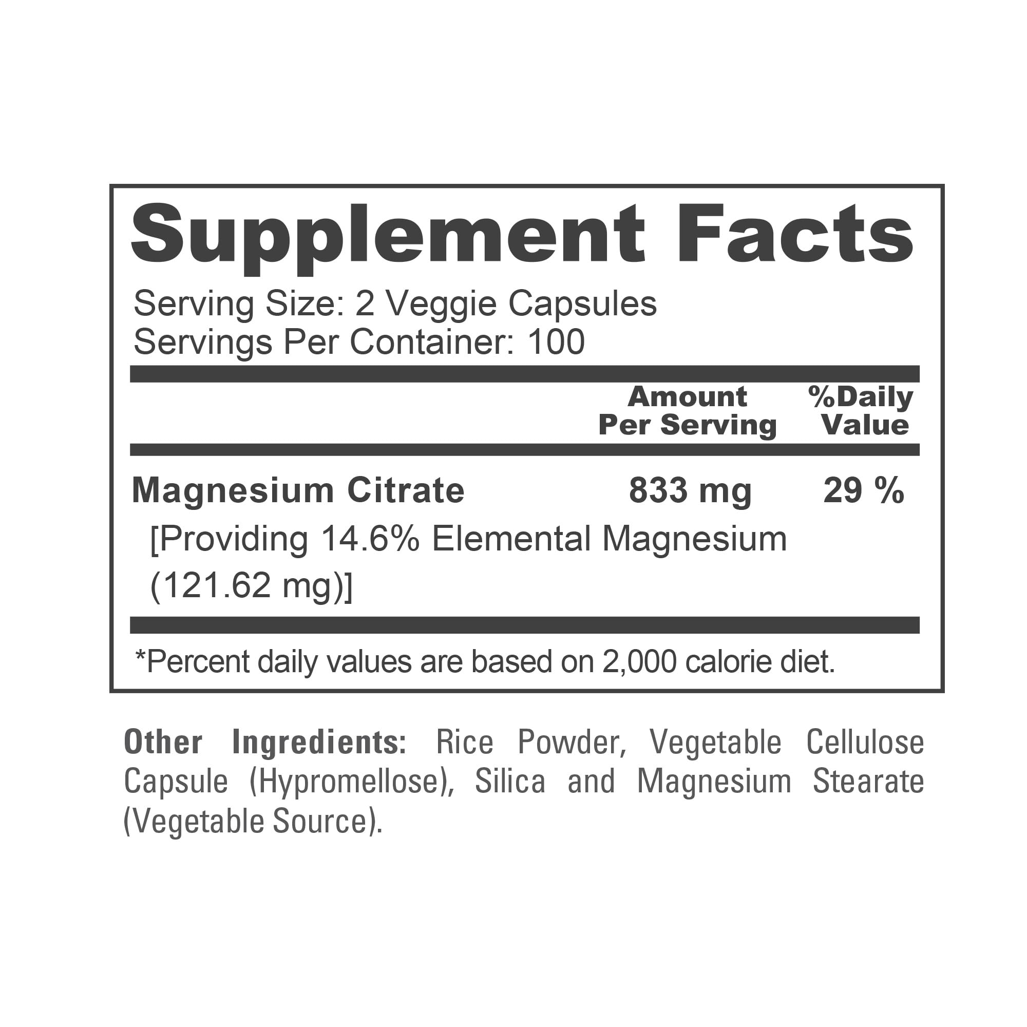 NusaPure Magnesium Citrate 833mg - 200 Veggie Capsules (Vegetarian, Non-GMO, Vegan) NusaPureAu supplements