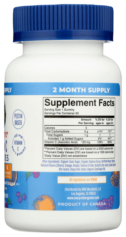 MaryRuth Organics Vitamin C Gummies | Supplement for Immune Support & Overall Health | Immune Support Supplement | Vitamin C for Adults & Kids | Vegan | Non-GMO | 60 Servings MARYRUTH'SUS supplements
