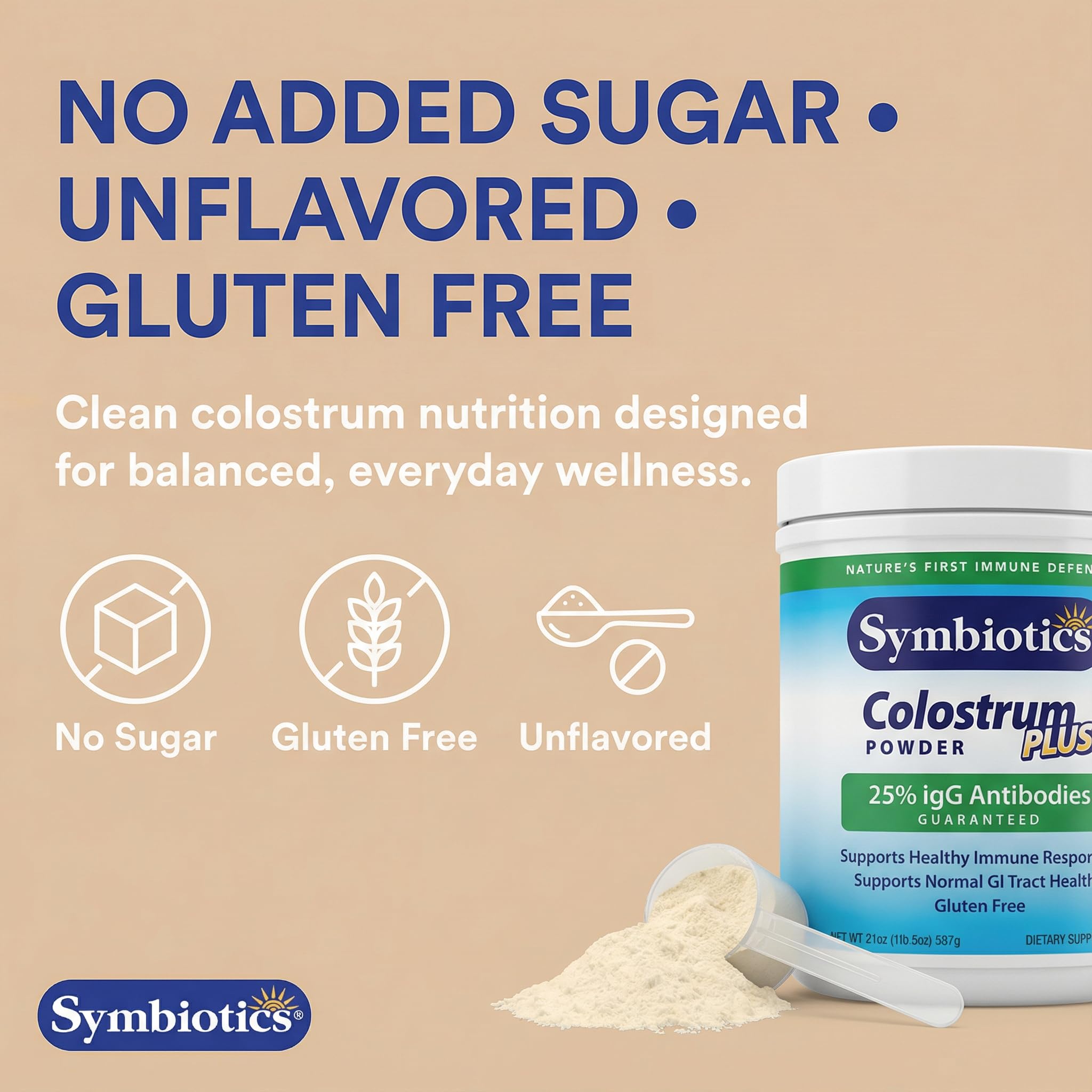 Symbiotics Colostrum Plus Powder 2.25 oz – Immune & Muscle Recovery Support, 25% IgG Immunoglobulins, Gut Health & Training Resilience, Unflavored, Gluten Free - 2.25 oz SymbioticsAu supplements