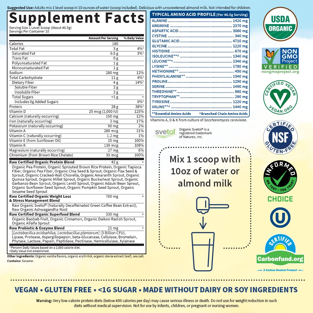 Garden of Life Raw Organic Fit Vegan Protein Powder Vanilla, 28g Plant Based Protein Garden of LifeUS supplements