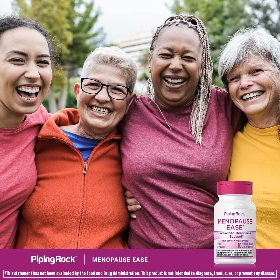Piping Rock Menopause Ease Supplement | 100 Capsules | Advanced Support for Women | with Black Cohosh and Wild Yam | Non-GMO, Gluten Free Piping RockAu supplements