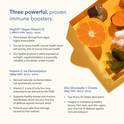 TRU NIAGEN Immune Support Supplement - Daily Defense, Vitamin C from Fermentation, Vegan Vitamin D3 2000 IU, Zinc, Plus Theracurmin (Curcumin) + Multi Award-Winning NAD Boosting Niagen 150mg 60ct TRU NIAGENUS supplements