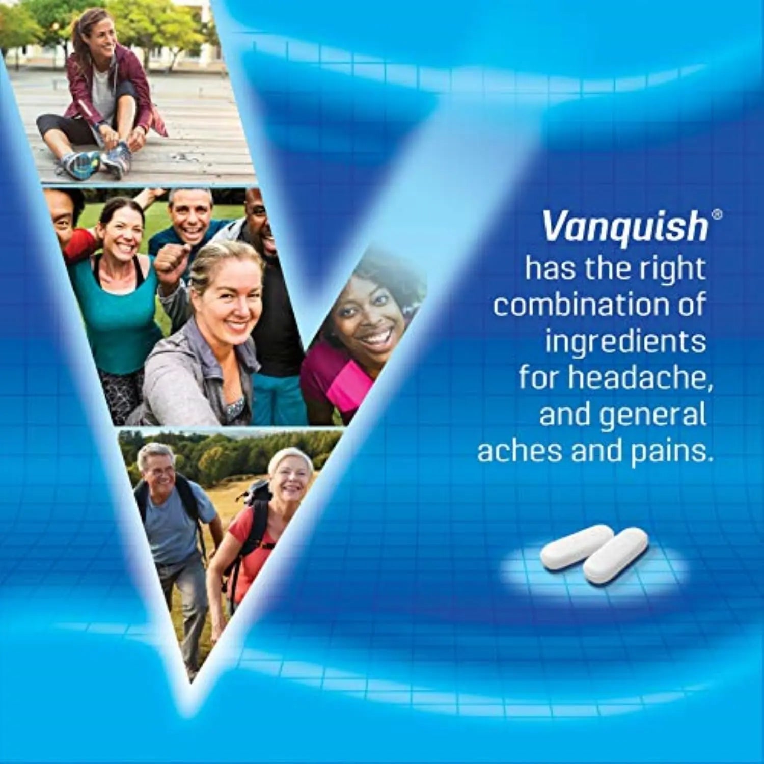 Vanquish Headache Relief, Acetaminophen, Aspirin, Caffeine, 100 Caplets, Packaging May Vary VanquishAu supplements