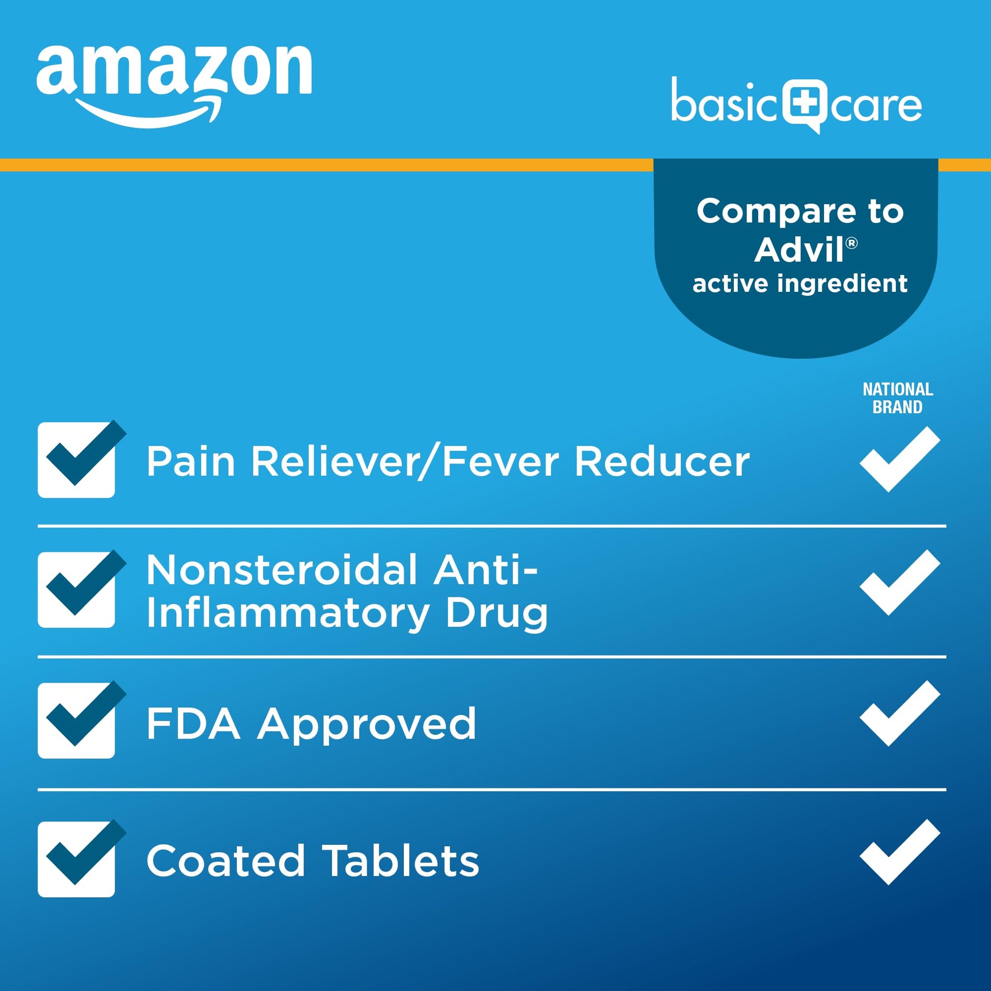 Amazon Basic Care Ibuprofen Tablets, Fever Reducer and Pain Relief from Body Aches Amazon Basic CareAu supplements