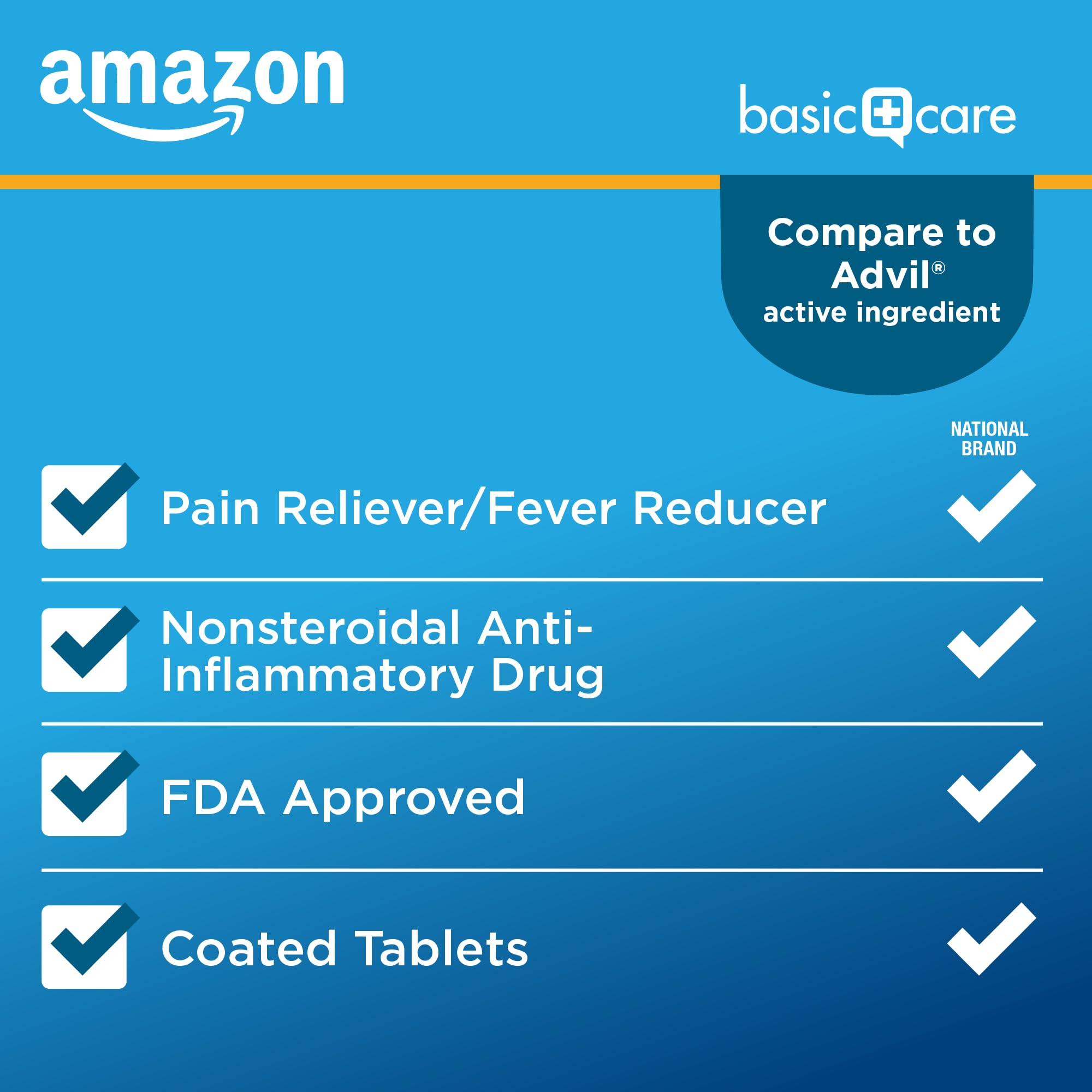 Amazon Basic Care Ibuprofen Tablets, Fever Reducer and Pain Relief from Body Aches Amazon Basic CareAu supplements