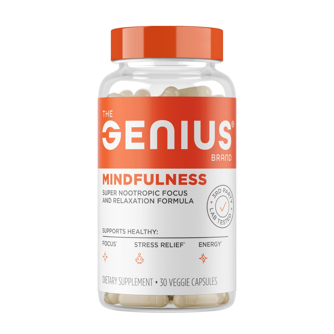 The Genius Brand Genius Mindfulness - Brain Health Supplement - Supports Healthy Mindsets - Calm, Energy, Memory & Focus Support - Ashwagandha, NeuroFactor & More - 30 Veggie Pills The Genius BrandUS supplements