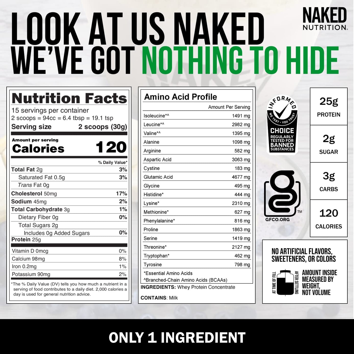 Naked Nutrition Naked Whey 1Lb - Only 1 Ingredient, Grass Fed Whey Protein Powder Naked NutritionUS supplements