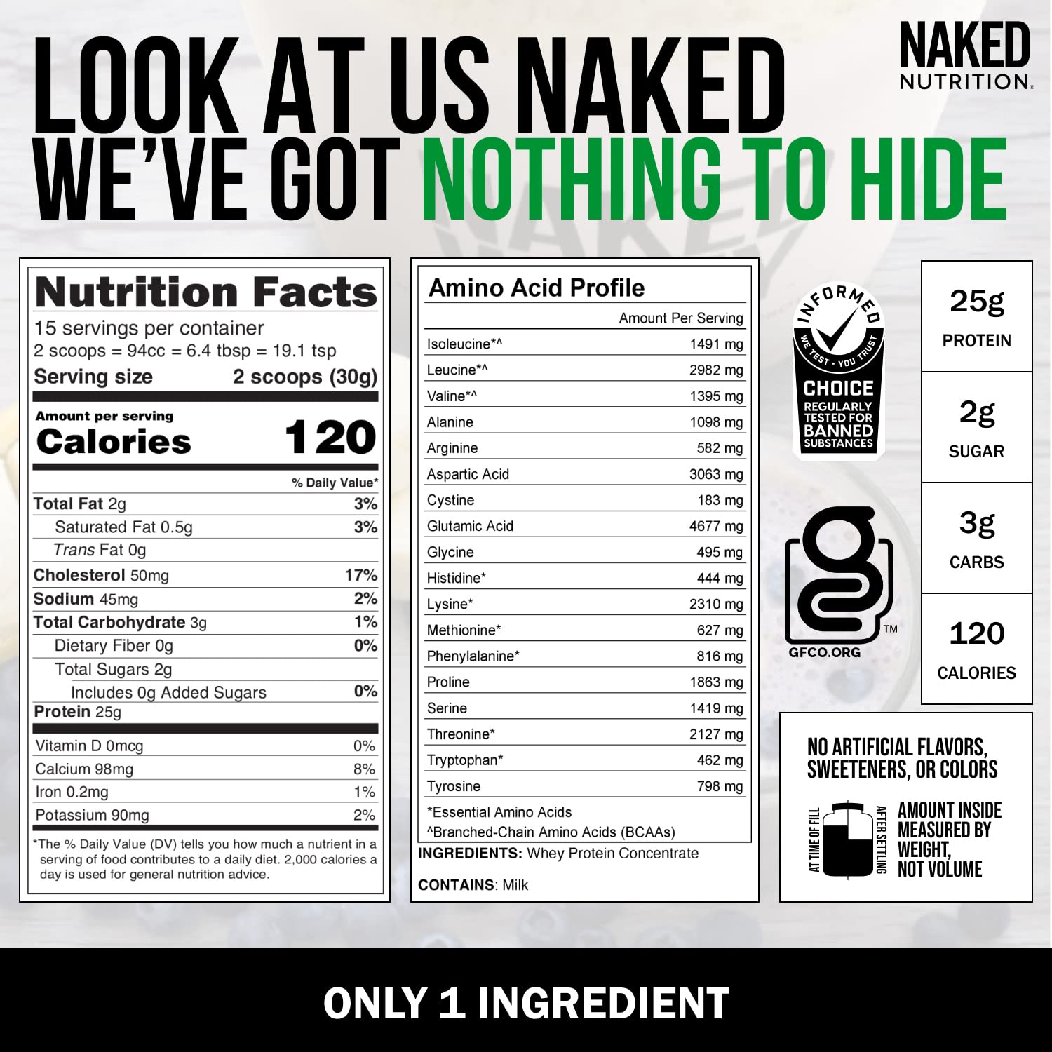 Naked Nutrition Naked Whey 1Lb - Only 1 Ingredient, Grass Fed Whey Protein Powder Naked NutritionUS supplements