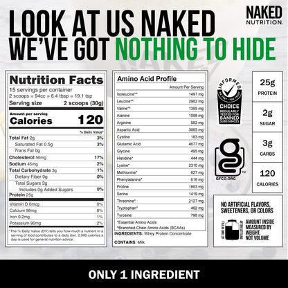 Naked Nutrition Naked Whey 1Lb - Only 1 Ingredient, Grass Fed Whey Protein Powder Naked NutritionUS supplements
