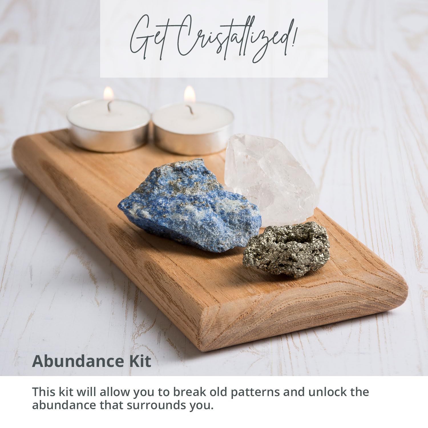 5PCS SAMSARI Abundance XL Crystals Healing Set - (Pyrite, Lapis Lazuli, Clear Quartz), 1 Palo Santo Stick SAMSARIAu supplements