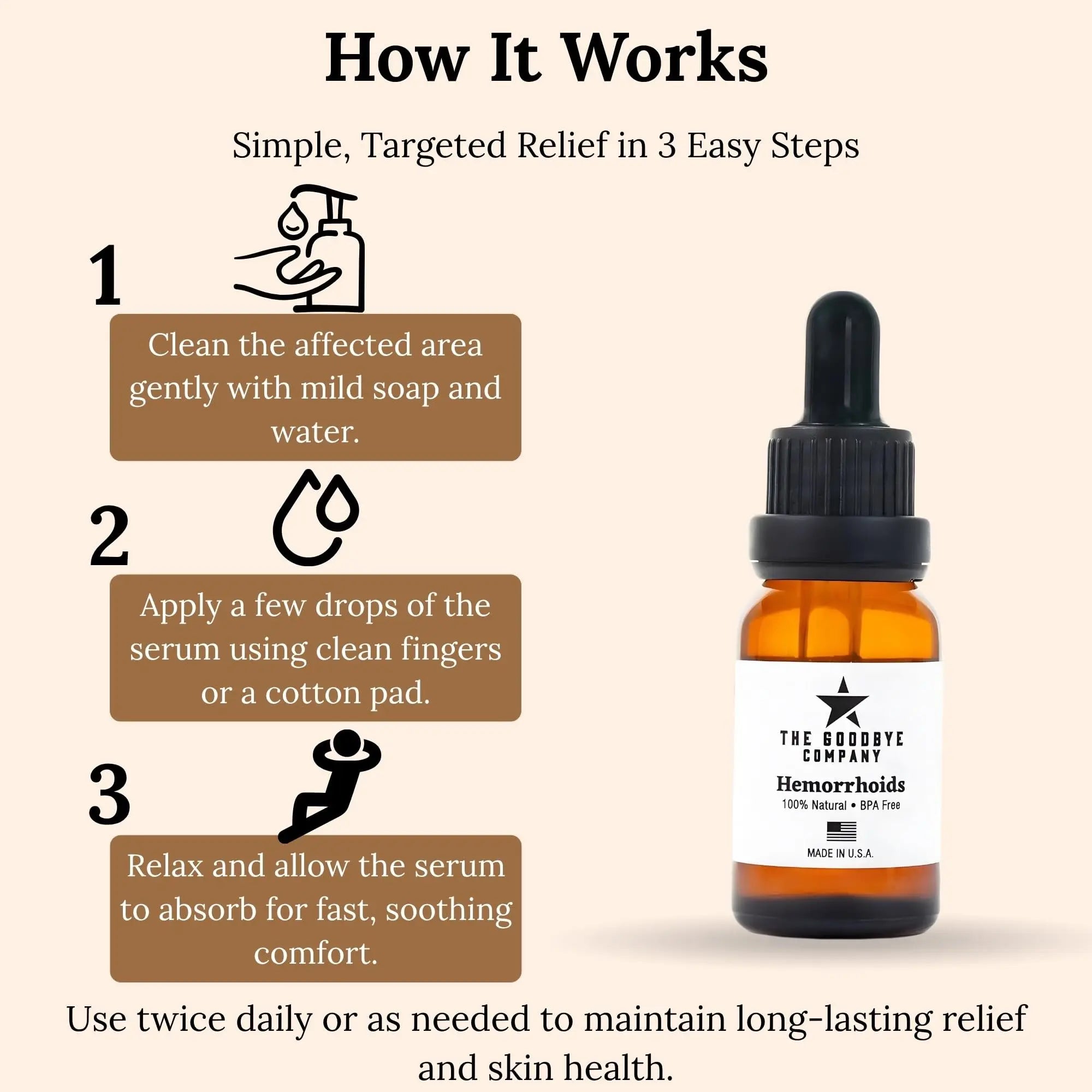 The Goodbye Company Organic Hemorrhoid Relief Serum - Natural Witch Hazel Treatment for Pain, Itch & Swelling - Internal External Soothing Formula - Vegan, USA Made, 15mL The Goodbye CompanyAu supplements