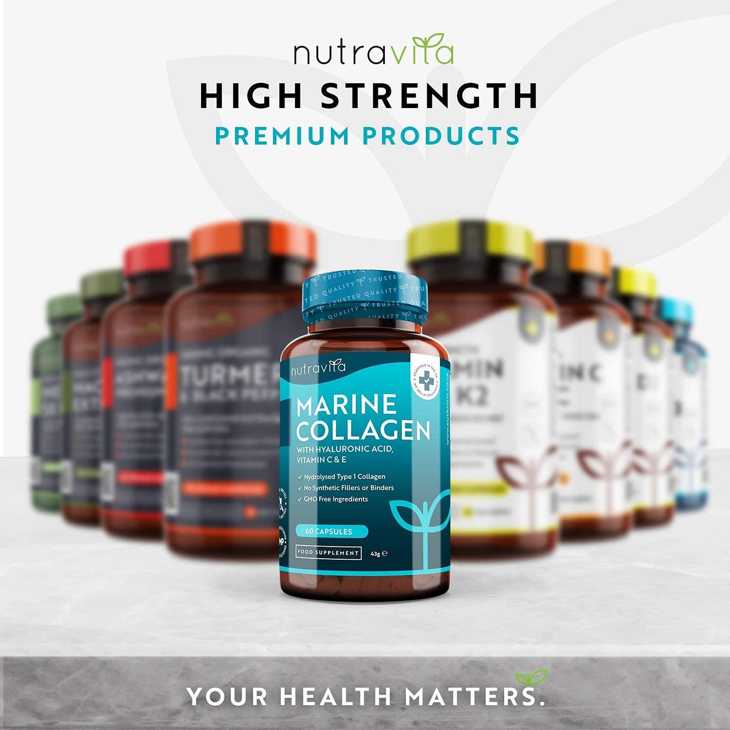 Marine Collagen 1000mg - 60 Capsules of Superior Type 1 Hydrolysed Collagen NutravitaUS supplements