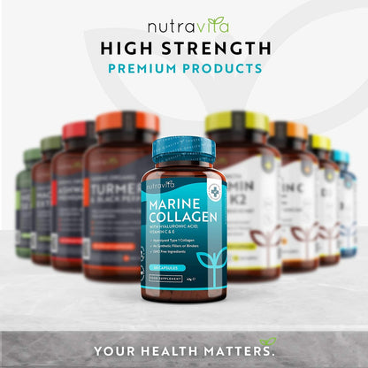 Marine Collagen 1000mg - 60 Capsules of Superior Type 1 Hydrolysed Collagen NutravitaUS supplements