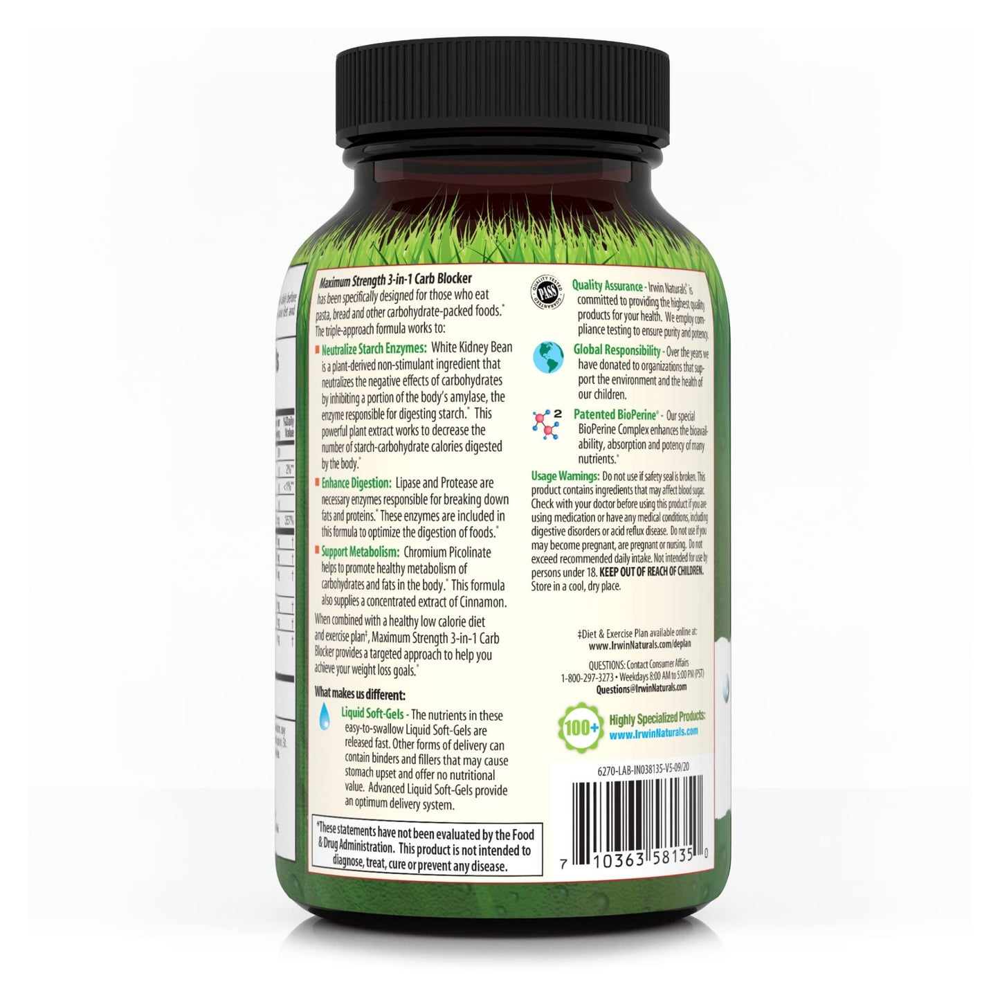 Irwin Naturals Maximum Strength 3-in-1 Carb Blocker - Neutralize Carbohydrates Irwin NaturalsUS supplements
