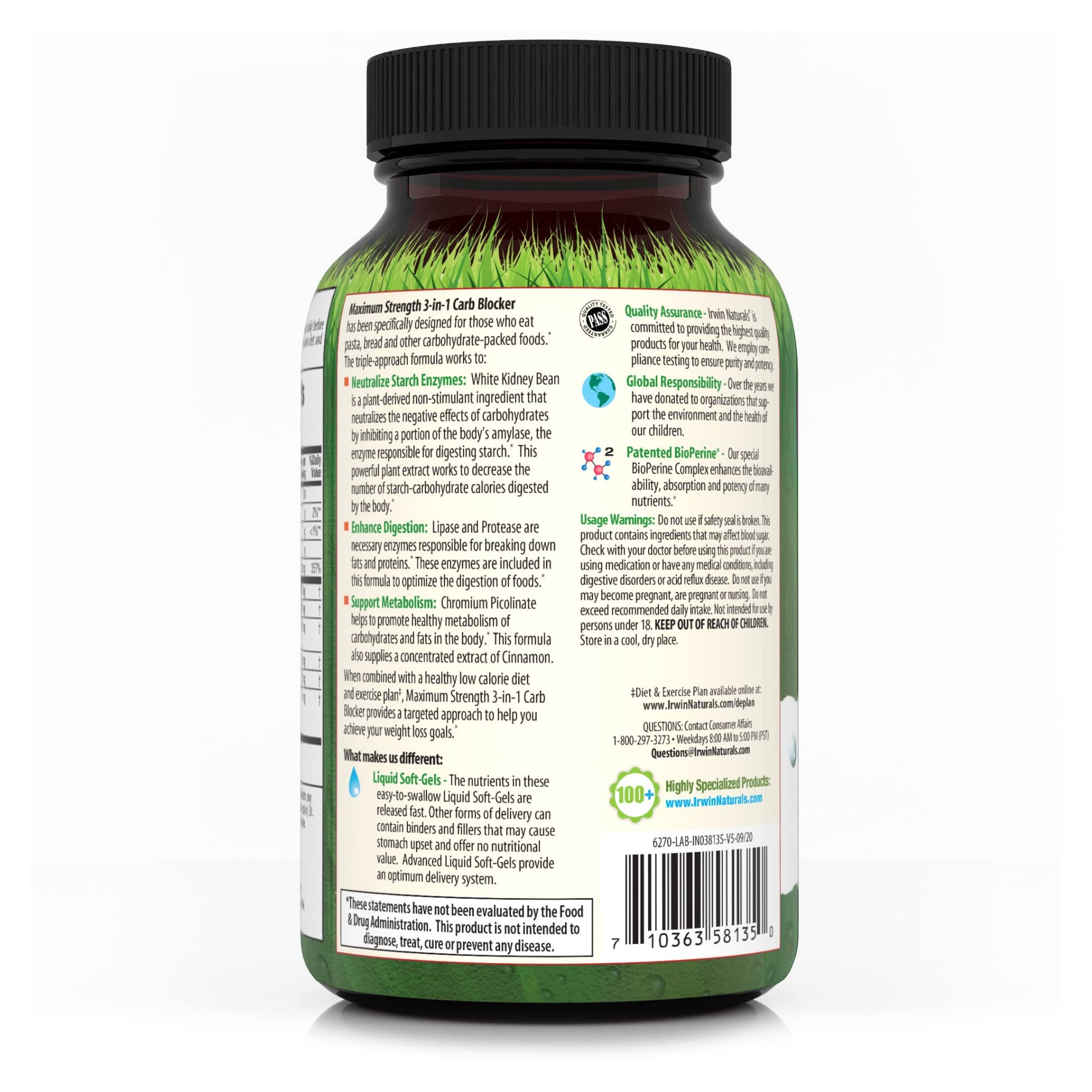 Irwin Naturals Maximum Strength 3-in-1 Carb Blocker - Neutralize Carbohydrates Irwin NaturalsAu supplements