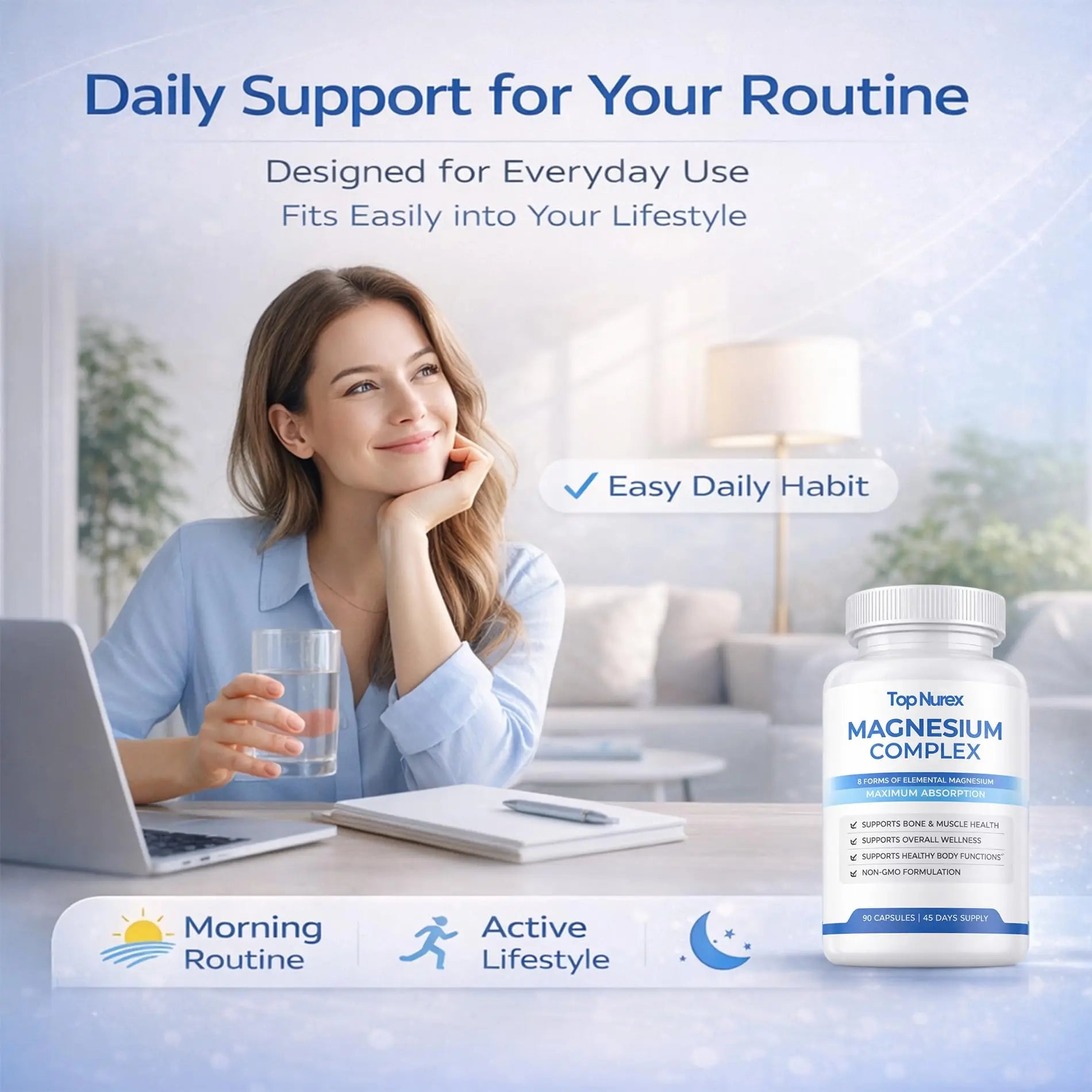 Top Nurex Magnesium Complex for Women & Men,1000mg High Absorption Blend, 8 Magnesium Forms Including Glycinate, Citrate & Malate, Daily Nutrient Support, Vegan Non-GMO, 90 Capsules (1 Pack) wuliaonz supplements