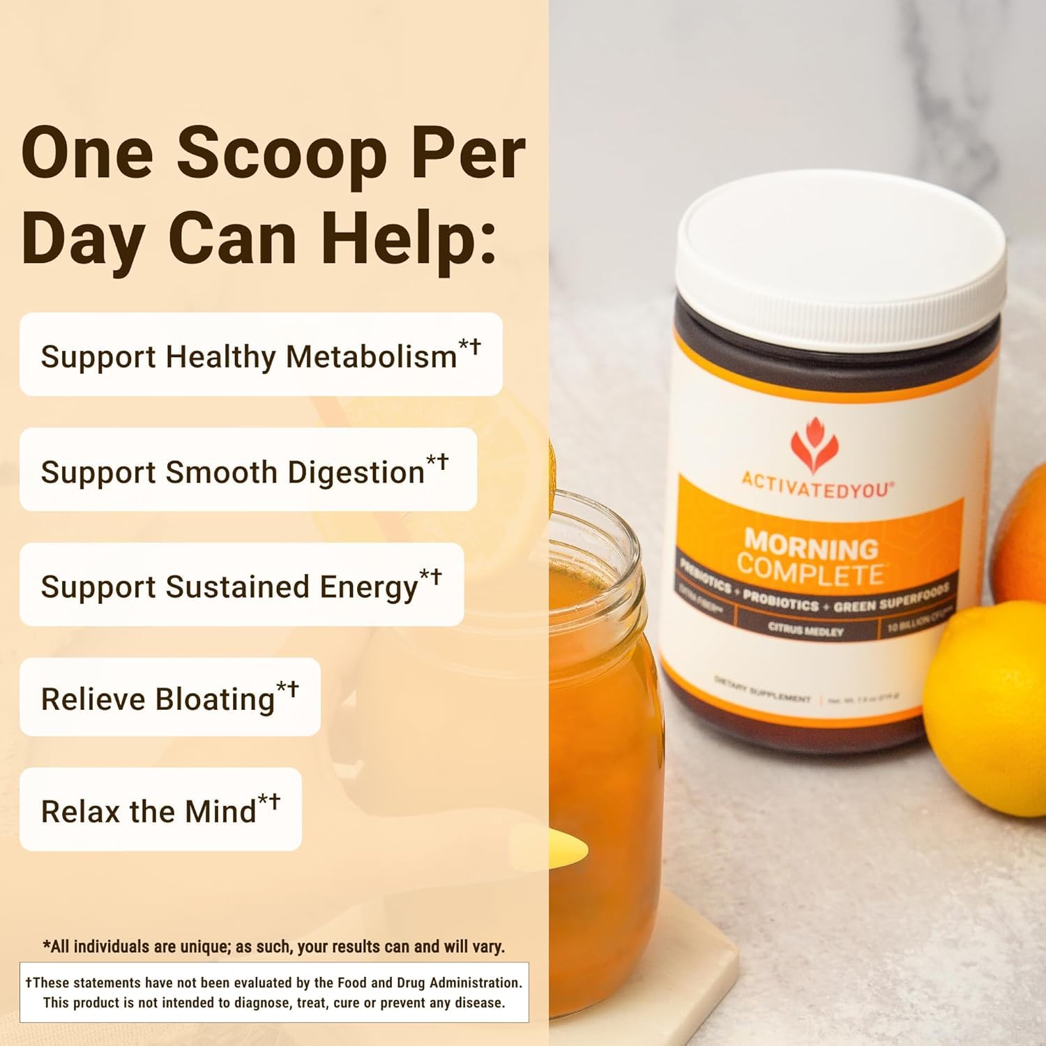 ACTIVATEDYOU Morning Complete Daily Wellness Greens Superfood Drink Mix for Gut Health w/Prebiotics, Probiotics, Antioxidants, Green Superfoods, 10 Billion CFUs (3 Pack, Citrus Medley) ACTIVATEDYOUAu supplements