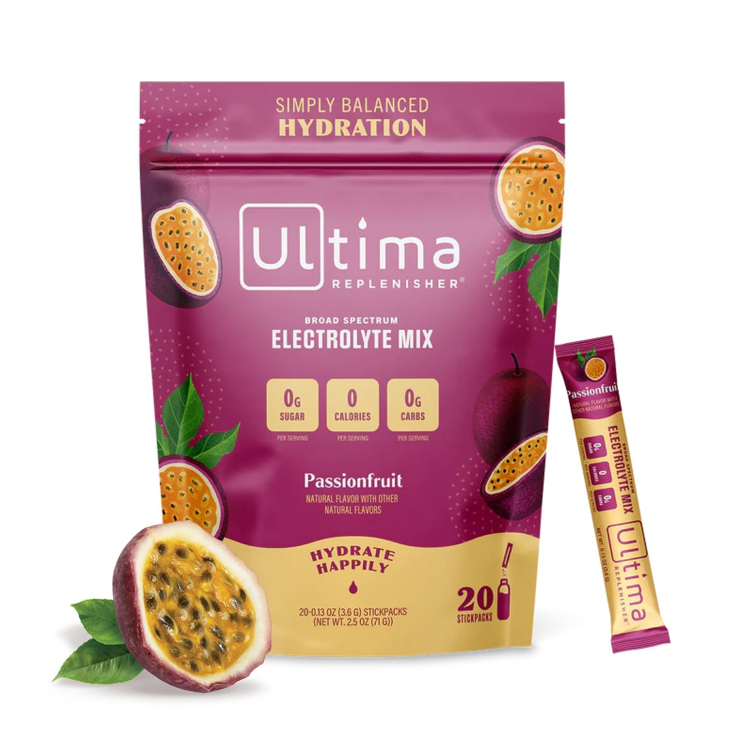 Ultima Replenisher Daily Electrolyte Drink Mix – Passionfruit, 20 Stickpacks – Hydration Ultima ReplenisherUS supplements