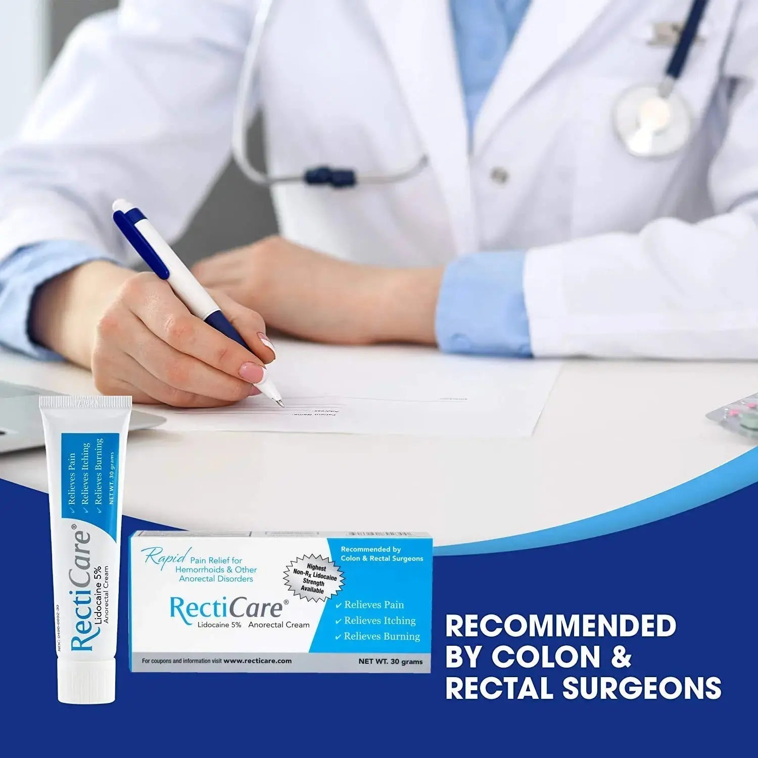 Recticare Anorectal Lidocaine 5% Cream: Topical Numbing Cream for Treatment of Hemorrhoids & Other Anorectal Disorders - 30g Tube RecticareAu supplements