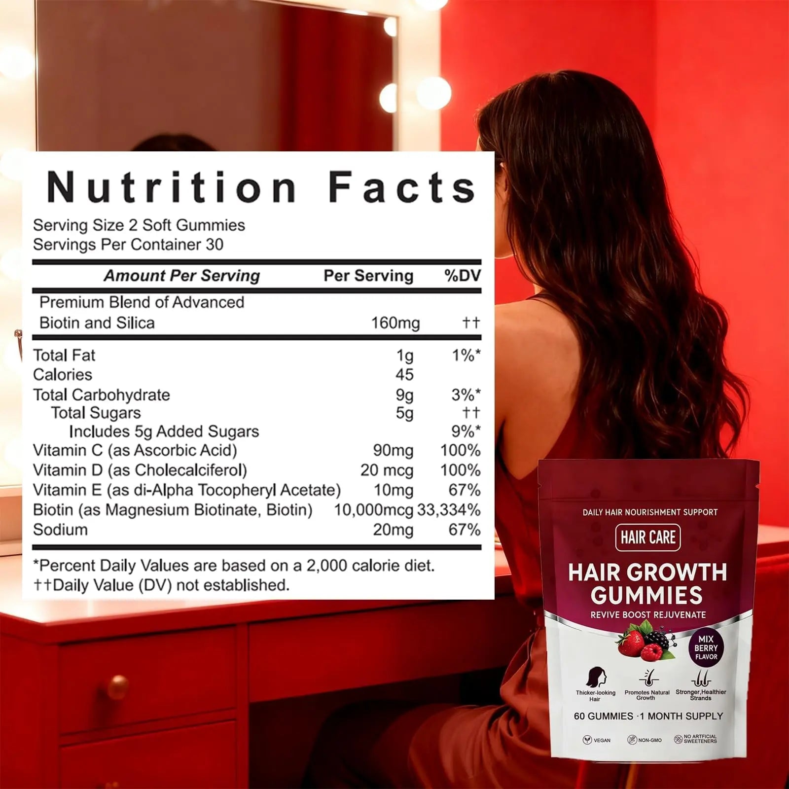 Giamau Lumin Hair Growth Gummies, 60 Vegan Gummies |Supports Healthy Hair Growth & Strength, Skin & Nail Care, | GiamauAu supplements