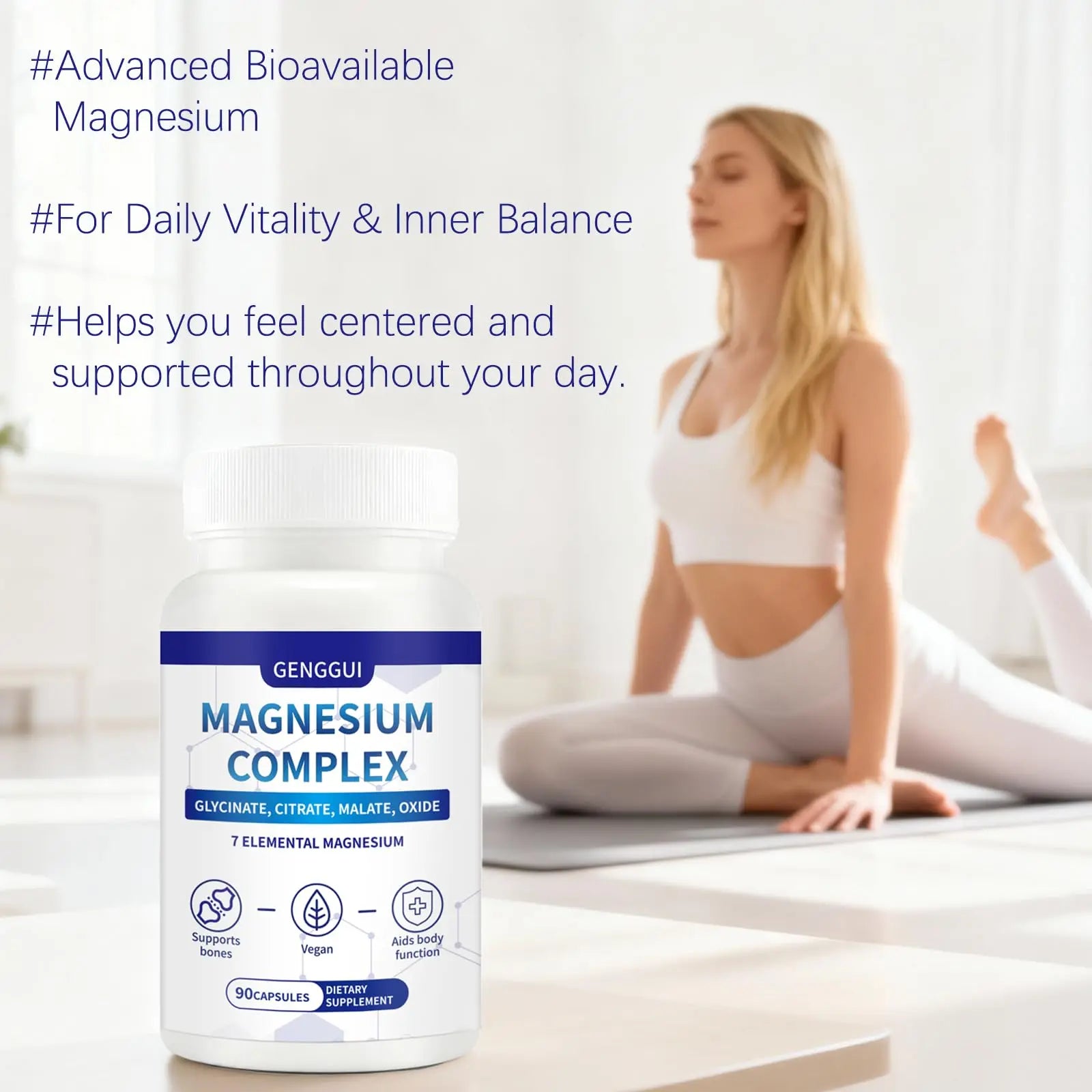 Magnesium Complex 1000mg - 7-in-1 Supplement with Glycinate, Citrate & Malate - Supports Muscle Relaxation, Sleep, Heart Health - High Absorption Capsules, 90 Count (1) CellJuvMaxnz supplements