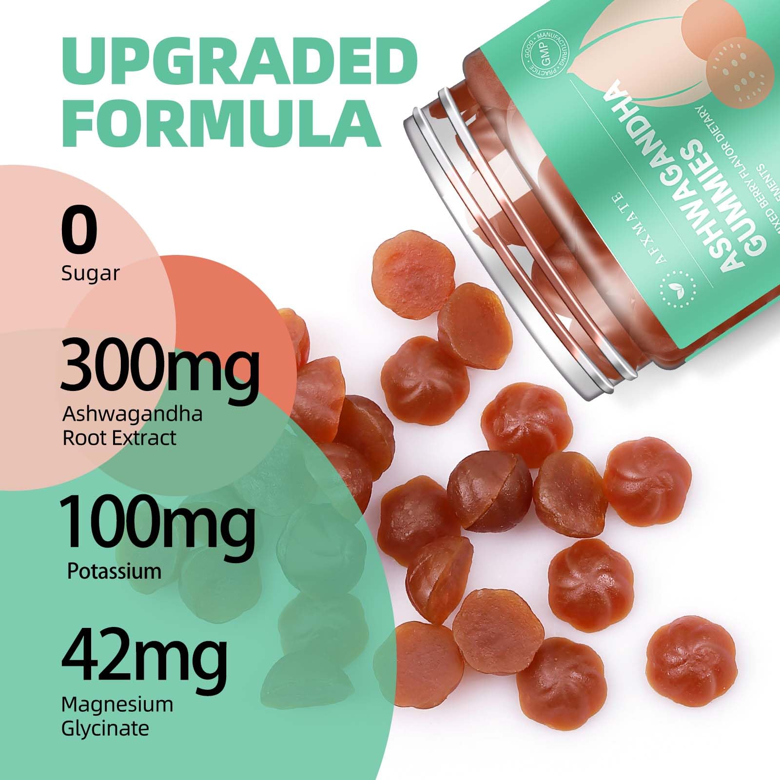 AFXMATE Ashwagandha Gummies for Women Sugar Free, Men's Ashwagandha Supplement Gummy with Vitamin D Magnesium Vegan (90 Counts) AFXMATEAu supplements