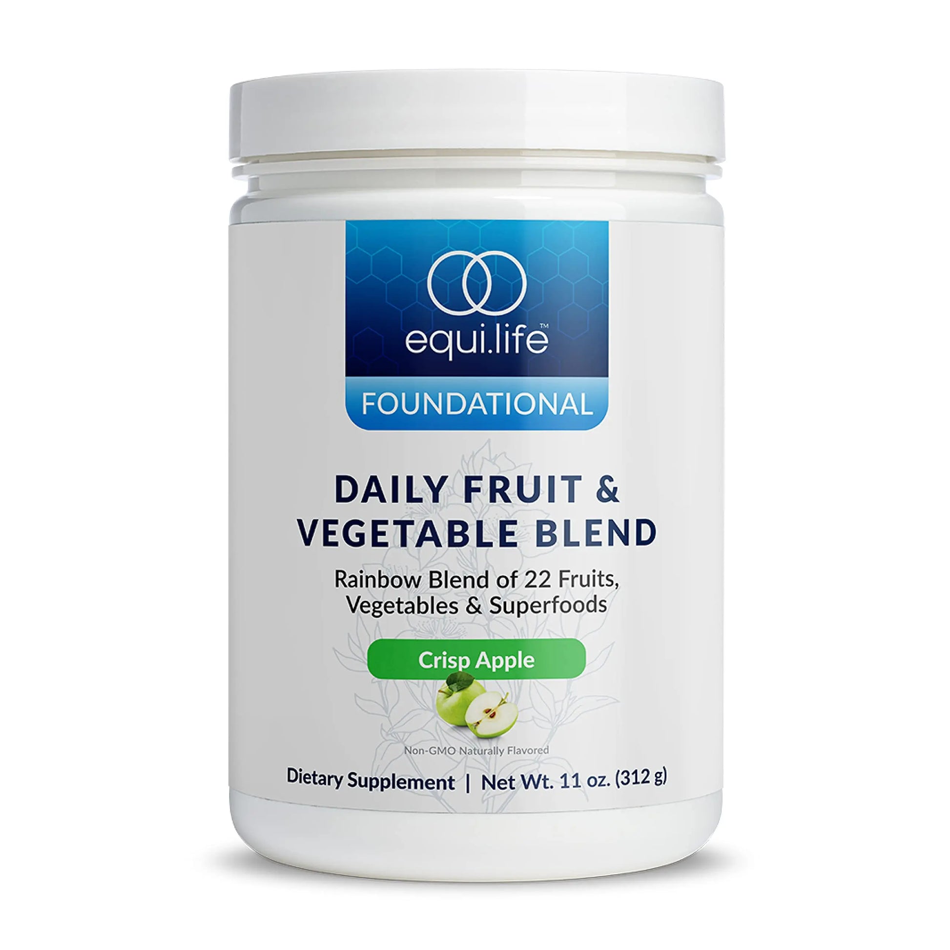 Equilife Daily Fruit & Vegetable Blend, Superfood Antioxidant Supplement, Crisp Apple Flavor with Vitamin C, Fiber, and 9 Essential Amino Acids, Supports Energy, Low Sugar, Vegan, 30 Servings Tub EquilifeAu supplements