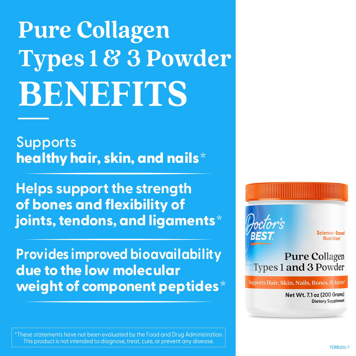 Doctor's Best Pure Collagen Types 1 & 3, Promotes Healthy Skin Hair & Nails – Bone & Joint Support, 7.1 Ounce (Pack of 1) Doctor's BESTAu supplements