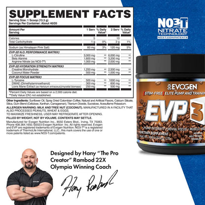 Evogen EVP 3D Caramel Frappe | Xtreme Stimulant Free Pre-Workout Powder, Arginine Nitrate EvogenUS supplements