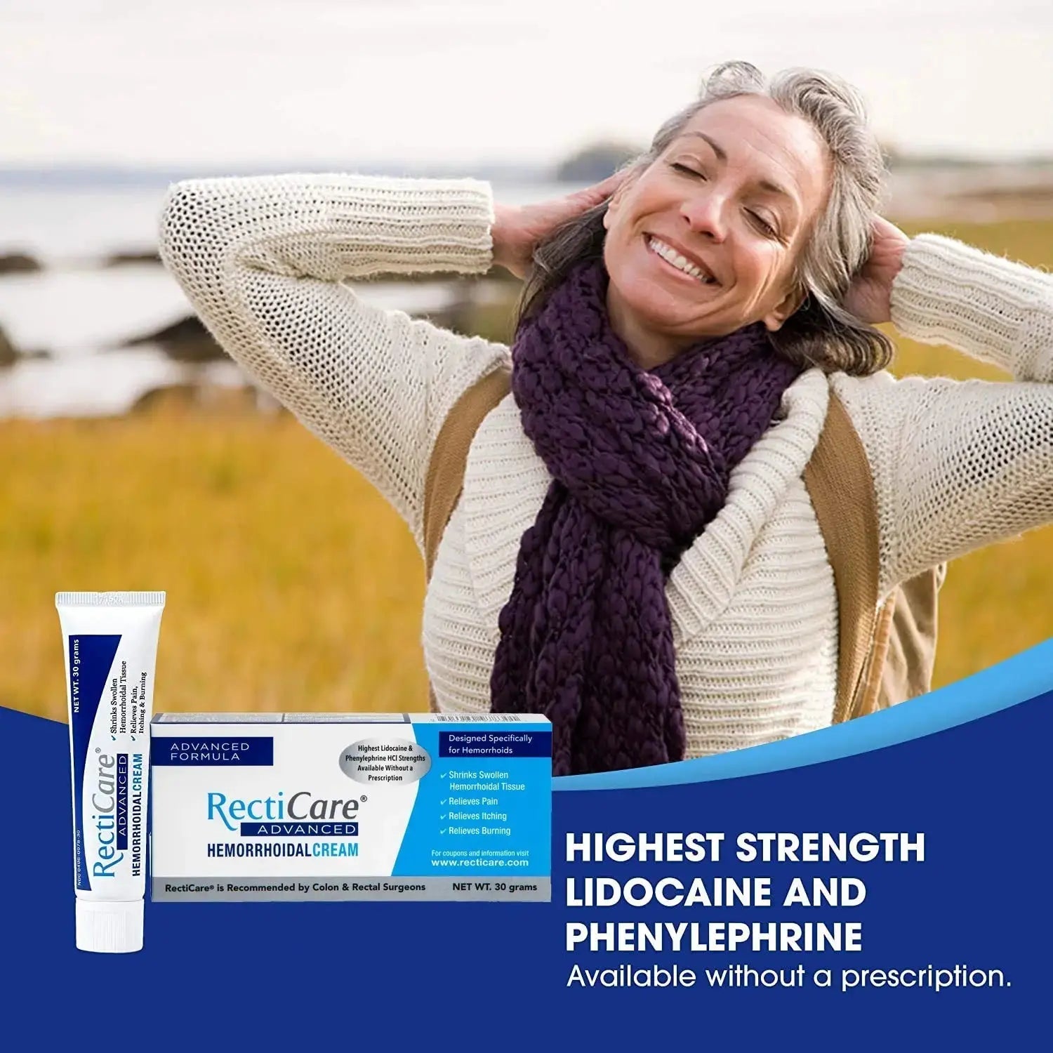 Recticare Advanced Hemorrhoidal Cream: Advanced Treatment to Shrink & Soothe Hemorrhoids - Itch, Pain, Burn Relief - 30g Hemorrhoidal Cream with Lidocaine RecticareAu supplements