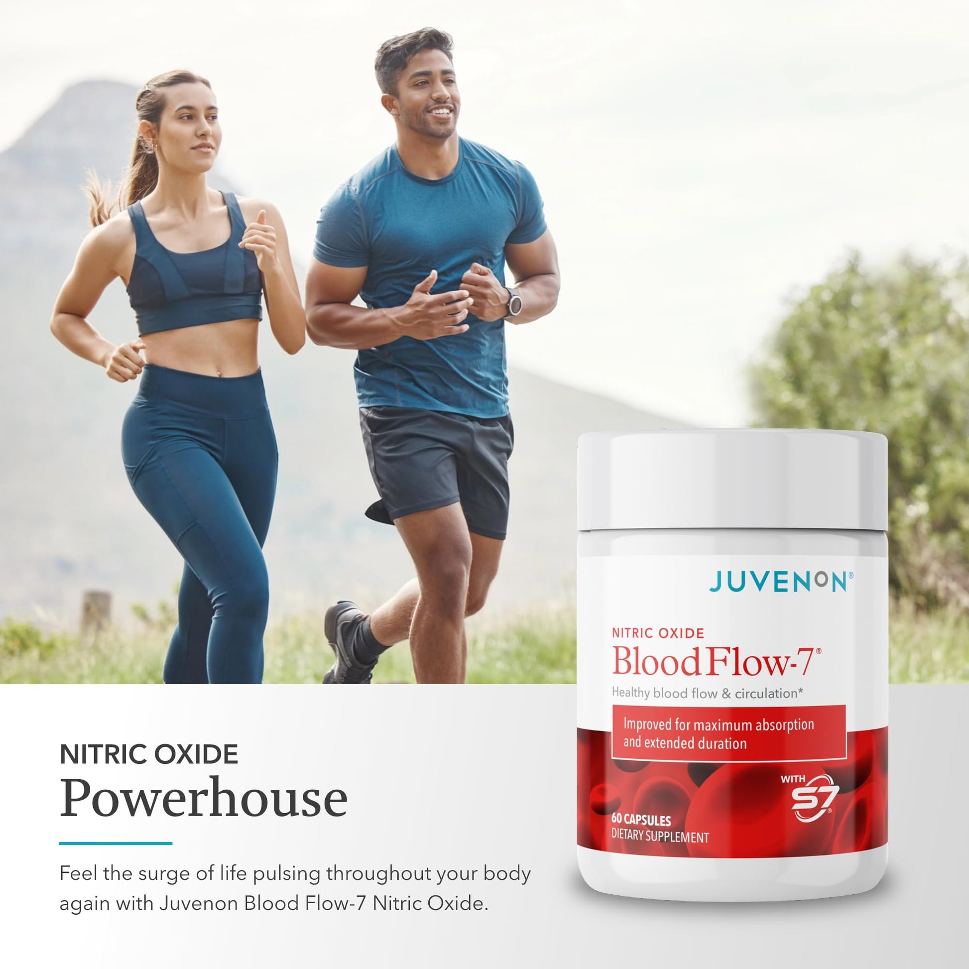 Juvenon BloodFlow-7 Nitric Oxide Supplements for Men & Women - Natural Nitric Oxide Booster with Nitrosigine® + S7® - Blood Flow & Circulation Support (1-Pack) JuvenonAu supplements