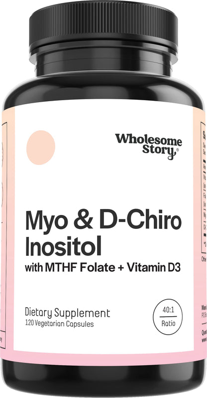 Myo-Inositol & D-Chiro Inositol Capsules with MTHF, Folate, Vitamin D| Support Wholesome StoryUS supplements