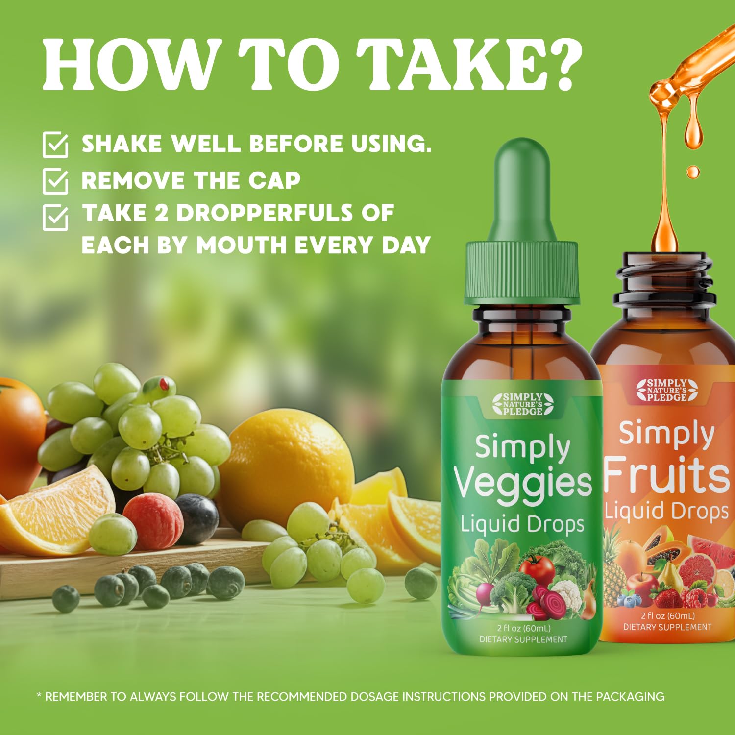 Simply Nature's Pledge - Fruit and Vegetable Supplements - Liquid Drops - Made with Whole Food Superfoods, Packed Vitamins & Minerals - Soy Free - Made in The USA Simply Nature's PledgeAu supplements
