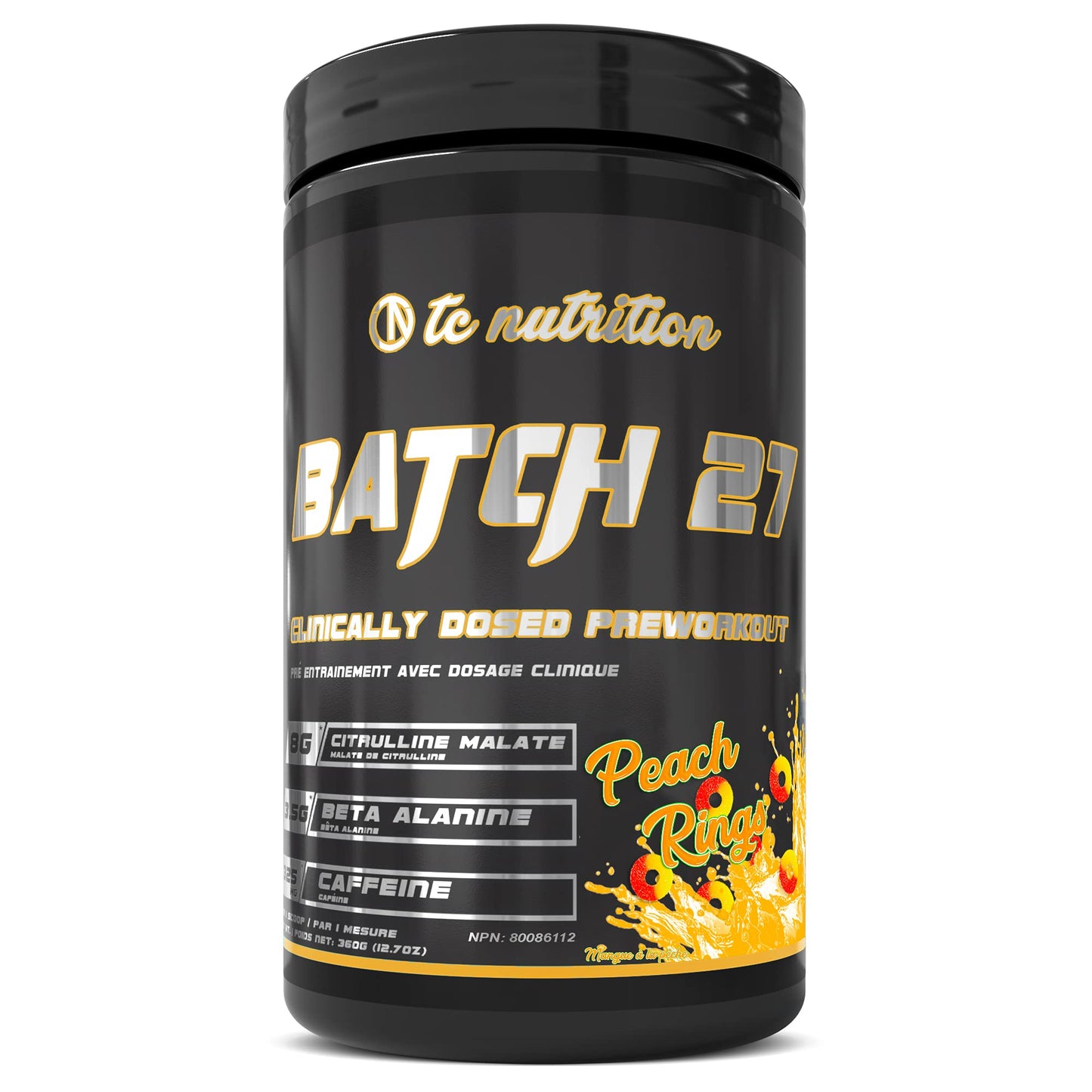 Batch 27 Pre Workout Powder - 8g Citrulline, 3.5g Beta Alanine, 2.5g Betaine, 325mg Caffeine TC NutritionUS supplements