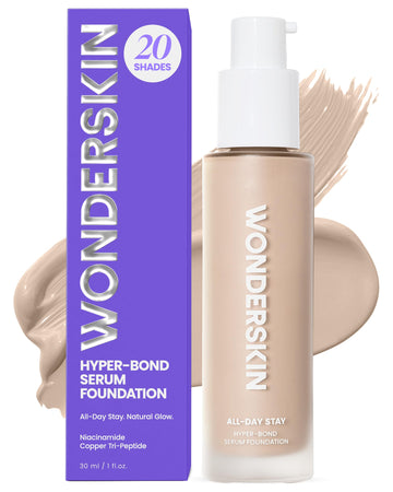 Wonderskin Hyper Bond All-Day Stay Serum Foundation – Waterproof, Transfer-Proof, 24HR Longwear Face Makeup with Niacinamide & Hyaluronic Acid – Lightweight, Natural Finish (Moonstone) WonderskinAu supplements