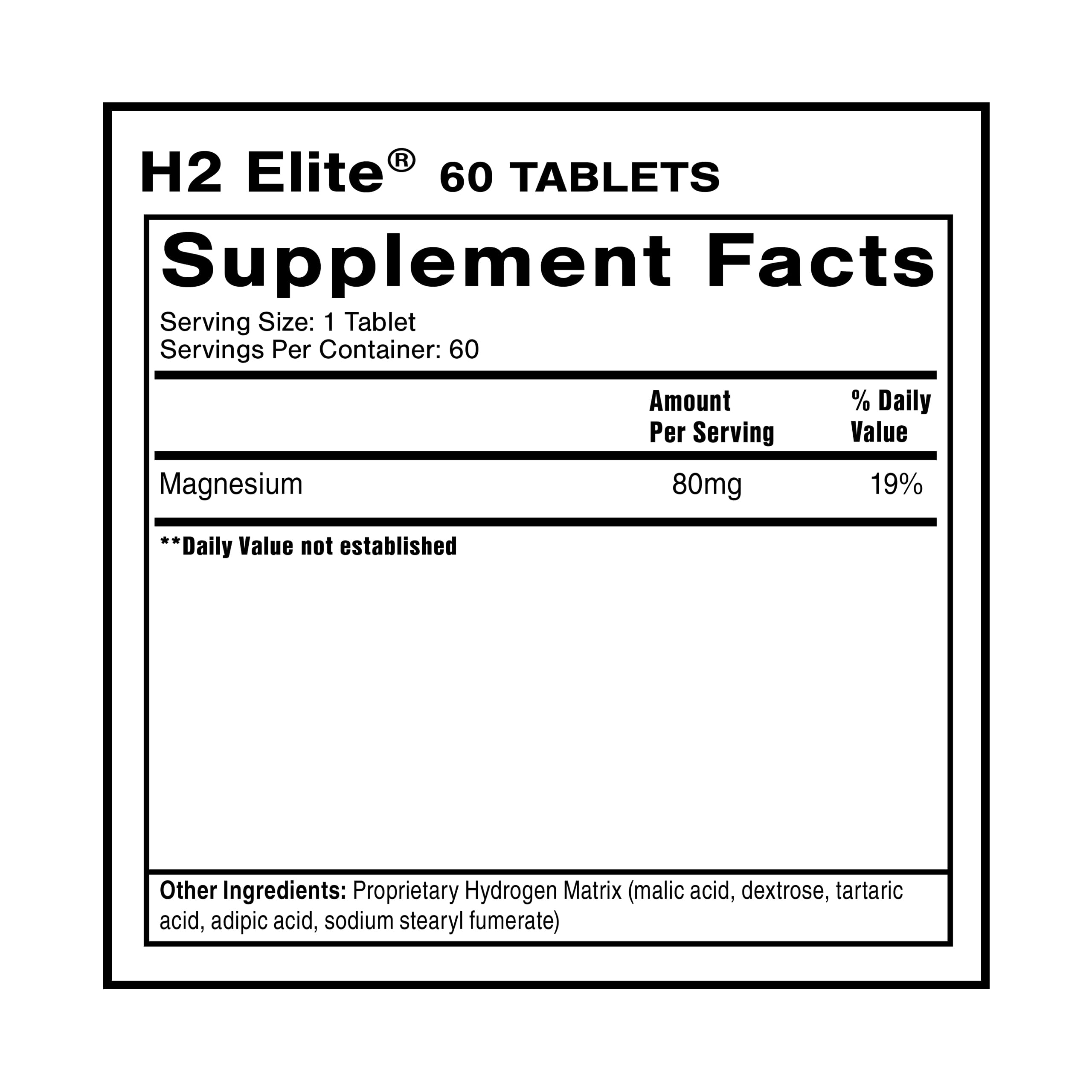 Quicksilver Scientific H2 Elite - Molecular Hydrogen for Energy + Metabolism Support, Water Tablets Perfect for Open Containers - Magnesium Malate Drink Additive (60 Molecular Hydrogen Tablets) Quicksilver ScientificUS supplements