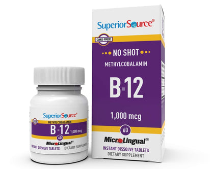 Superior Source No Shot Vitamin B12 Methylcobalamin 1000 mcg, Quick Dissolve MicroLingual Superior SourceUS supplements
