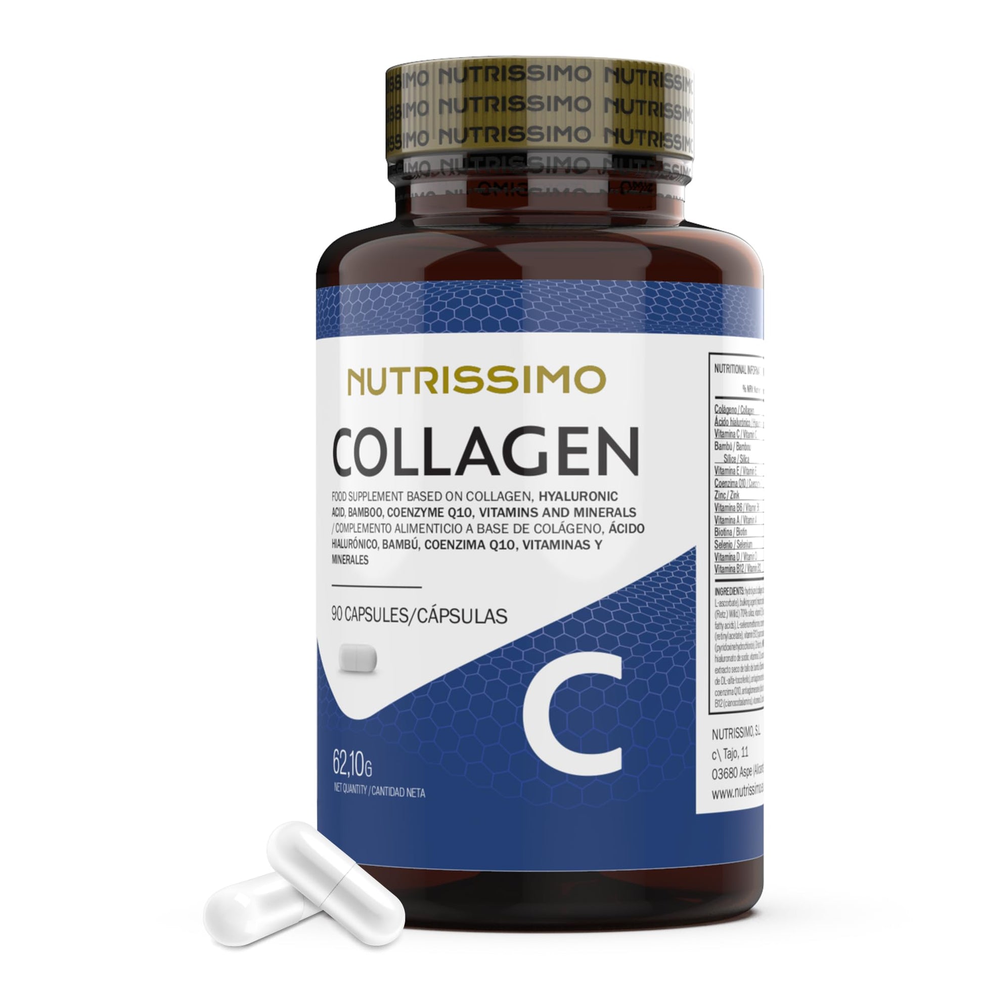 NUTRISSIMO Collagen + Hyaluronic Acid + Biotin + CoQ10 + Vitamins A, C (non-acidic), D and B12 + Zinc NUTRISSIMOAu supplements