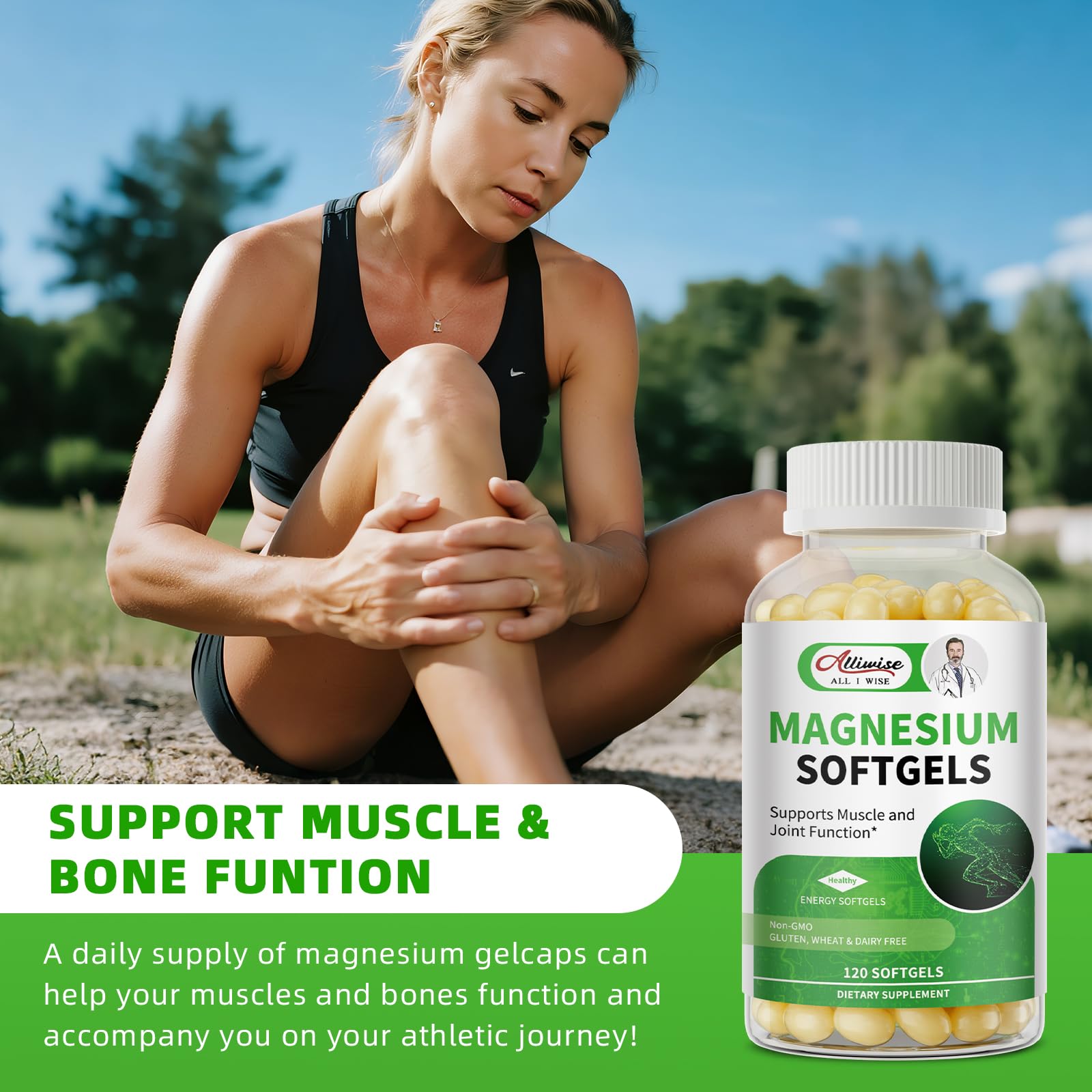 Magnesium Glycinate 500mg Softgels Supplement, Small Easy to Swallow Magnesium Gelcaps High Absorption for Night Leg&Sleep Support, Muscle&Bone, Calm, Non GMO, 120 Gelcaps, 60 Day Supply AlliwiseAu supplements