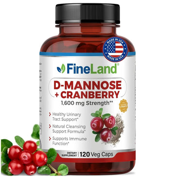 FineLand D-Mannose + Cranberry – 1600mg per Serving – 120 Vegan Capsules – Urinary Tract & Bladder Health Support – Non-GMO, Gluten-Free, Made in USA FineLandAu supplements